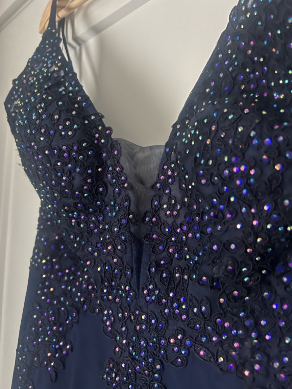 Like New - Laura Iridescent Beaded Navy Prom Dress (worn once)